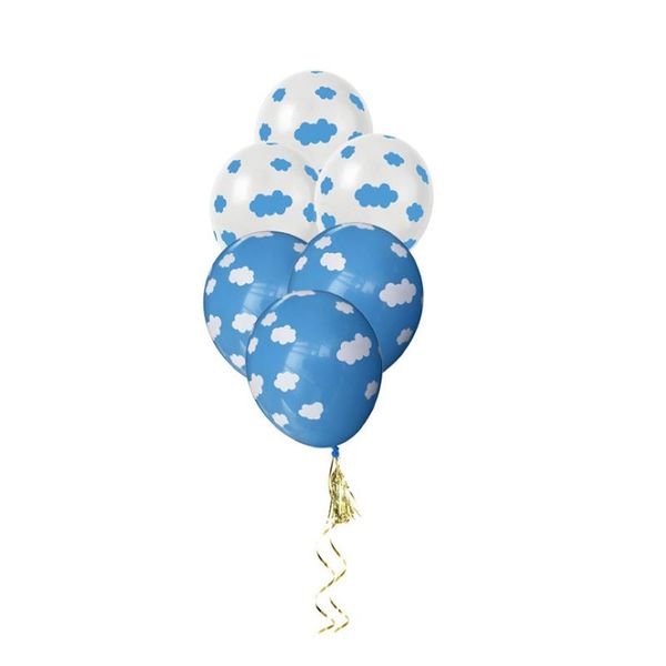 

12pcs 12" blue white cloud balloons boy airplane toy birthday wedding decor hawaii theme kids party supplies air globos decoration
