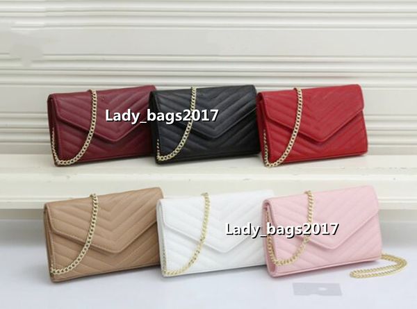 

luxury chain bags flap purse designer clutch lady shoulder bag women cowhide leather handbag ladys presbyopic card holder messenger evening