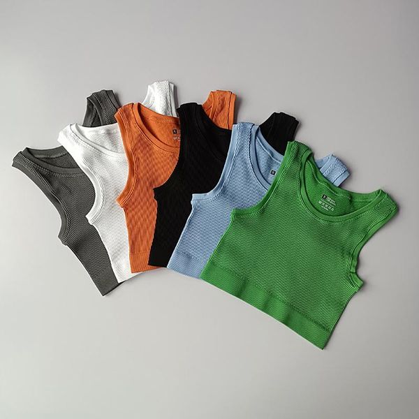 

yoga outfit women vest gym sports seamless solid knitted off shoulder