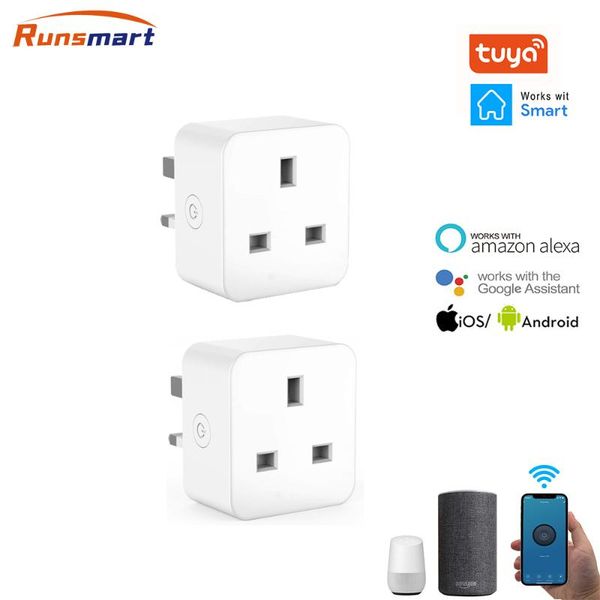 

smart power plugs 2pcs 16a uk socket, wireless house inteligente decoration wifi plug, can be used with google assistant and alexa