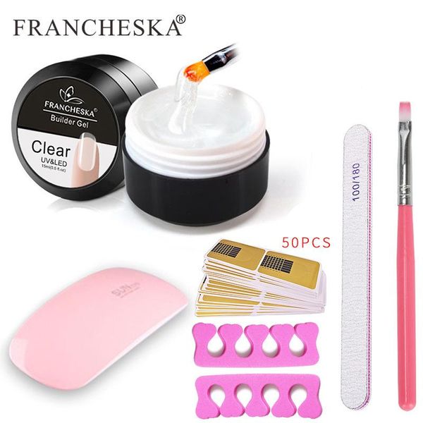 

nail art kits 5pcs/set 10 colors 15 ml uv light therapy extension gel set pure color with uv/ led soaking polish lamp tool