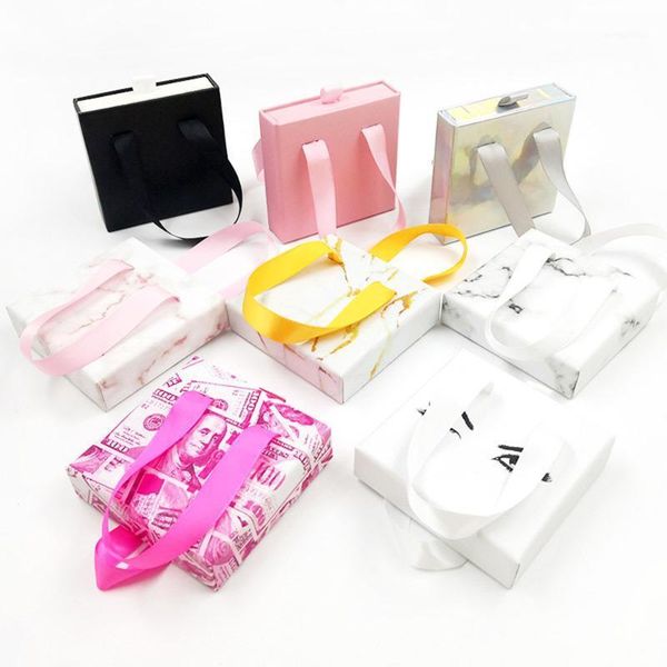

storage bottles & jars square ribbon handle eyelash case drawer false packaging box with tray eyelashes for diy lash boxes
