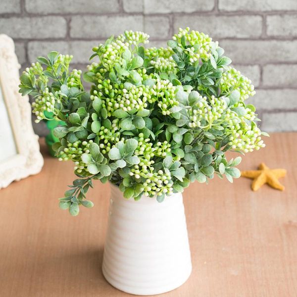 

decorative flowers & wreaths 7 branches green artificial berry bouquet fruit plants mini leaf outdoor living room wedding decoration