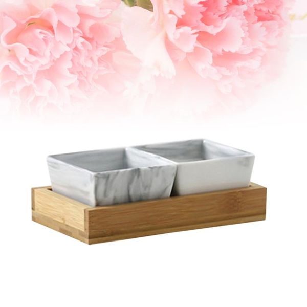 

dishes & plates nordic ceramic marble fruit plate creative candy dish dried tray snack storage for party home (2 grid, grey)