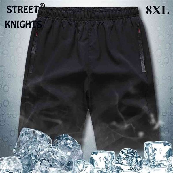 

summer men shorts ice silk pants men's ultra-thin comfortable slim sports breathable loose micro-elastic 7xl 210806, White;black