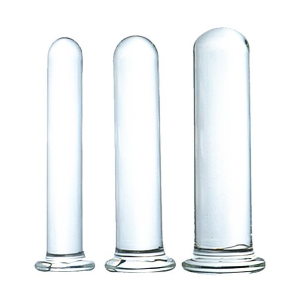 3 Tamanho Vidro Dildo Anal Longo 12.5cm * 2 / 2.5 / 3cm Brinquedos sexuais suaves e belos S para as mulheres 210701