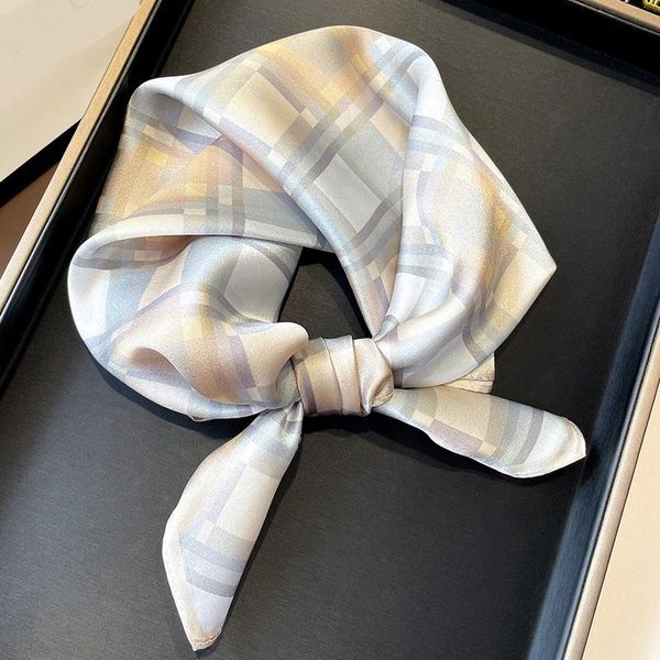 

scarves korean autumn/winter 2021 100% silk floral decoration scarf for women 53*53cm, Blue;gray