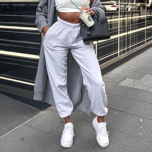 

women's pants & capris chicology 2021 high waist warm joggers women long trouser loose sweatpants autumn winter lady streetwear sportin, Black;white