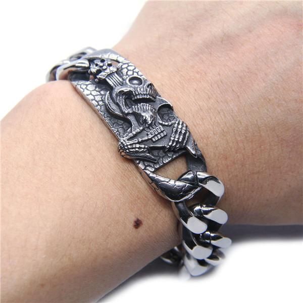 

21.5cm popular rock band bracelet 316l stainless steel band party style men guitar bracelet chains, Black