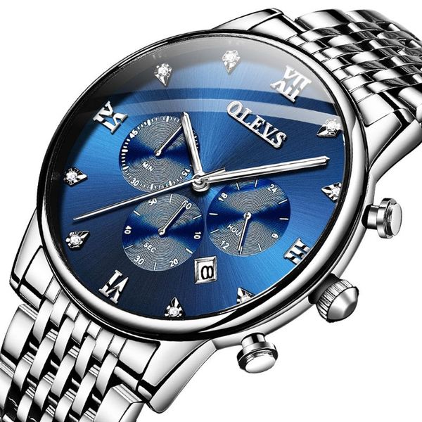 

wristwatches multifunctional watch chronograph sports waterproof men's stainless steel strap calendar, Slivery;brown