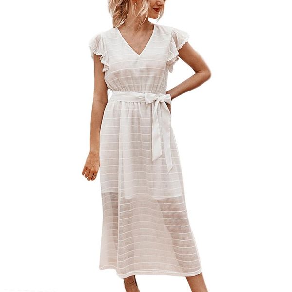 

casual dresses ular dress summer french retro v-neck ruffled sleeveless, Black;gray