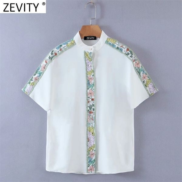 

women fashion floral print patchwork chiffon smock blouse female short sleeve kimono shirts chic blusas ls7648 210416, White;black