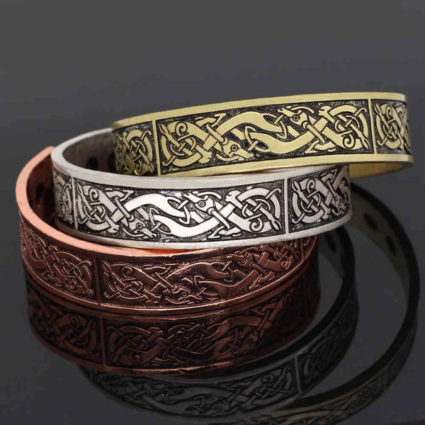 

nordic viking dragon opening bracelet accessories poison tide, Silver