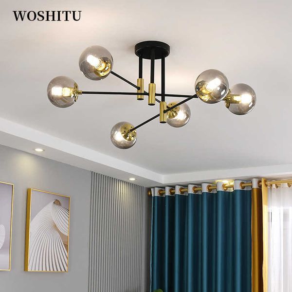

nordic led chandelier modern ceiling lamp for living room bedroom magic bean soot shade home decoration indoor lighting fixture