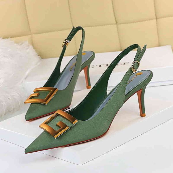 

dress shoes europeu banquete sapatos femininos salto alto fino boca rasa apontou oco volta cinta de metal quadrado fivela g8999-5 clx9, Black