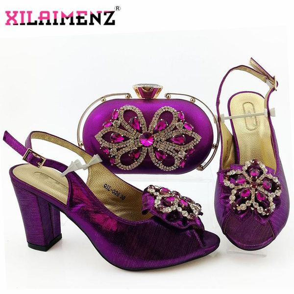 

dress shoes nigerian women matching and bag in purple color elegant lady andn set with shinning crystal, Black