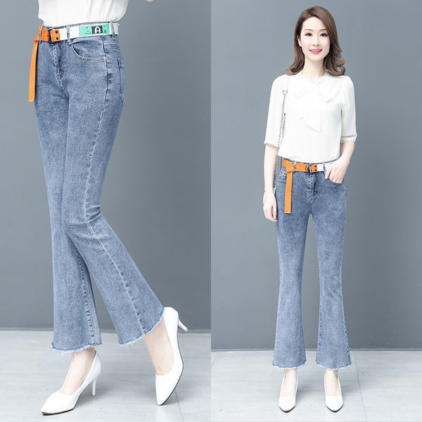 

women's jeans micro flared pants in summer 2021, Blue