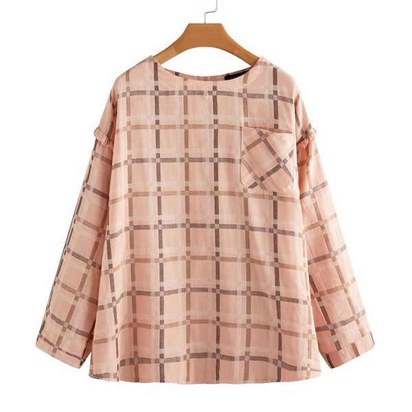

women's blouses & shirts 2022 plus size autumn cotton blouse women long sleeve check plaid ruffles blusas female tunic kaftan ch, White