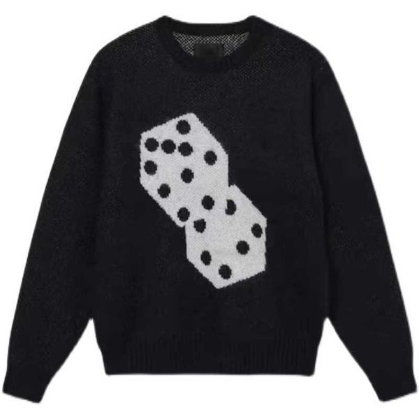 

men's sweaters 1am independent 21fw s mohair dice pullover knitted sweater round neck long sleeve loose high street men and women in wi, White;black