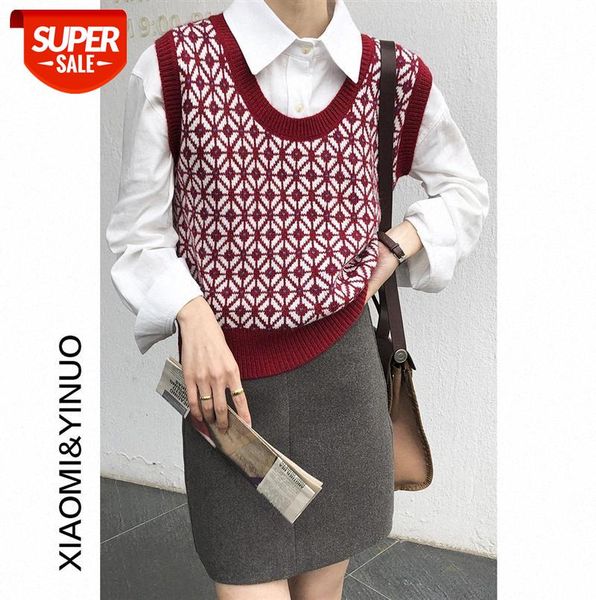 

7714 vest jacket ladies loose korean v-neck sweater #m70c, Black;gray