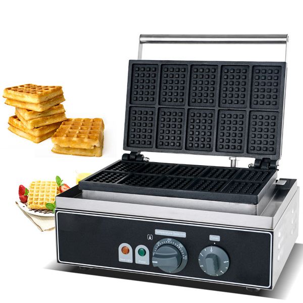 Macchina per waffle in acciaio inox macchina quadrato forma di waffle a forma di ferro piatto ferro forno forno waffle belga macchina elettrodomestici da cucina