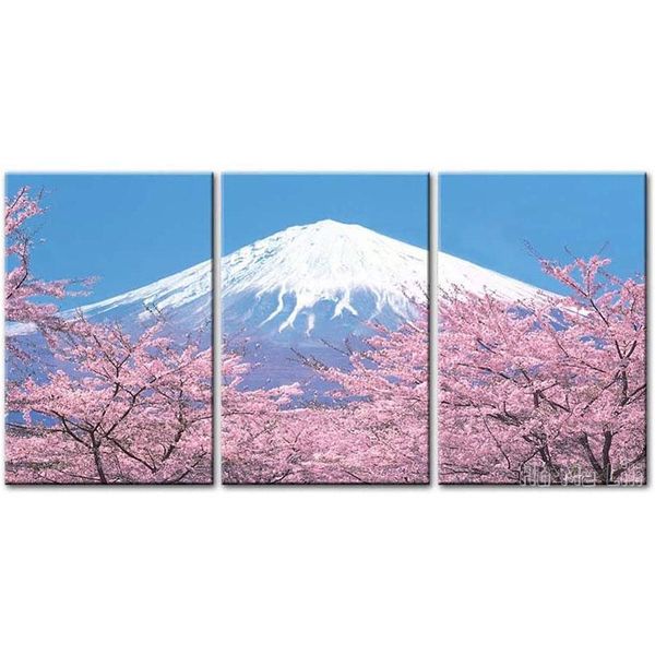 

paintings mount fuji with cherry blossom canvas by ho me lili wall art landscape modern artwork for home decoration