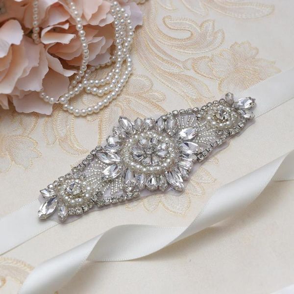 

wedding sashes missrdress rhinestones belt silver crystal sash hand beaded bridal for bridesmaid dresses jk861, White