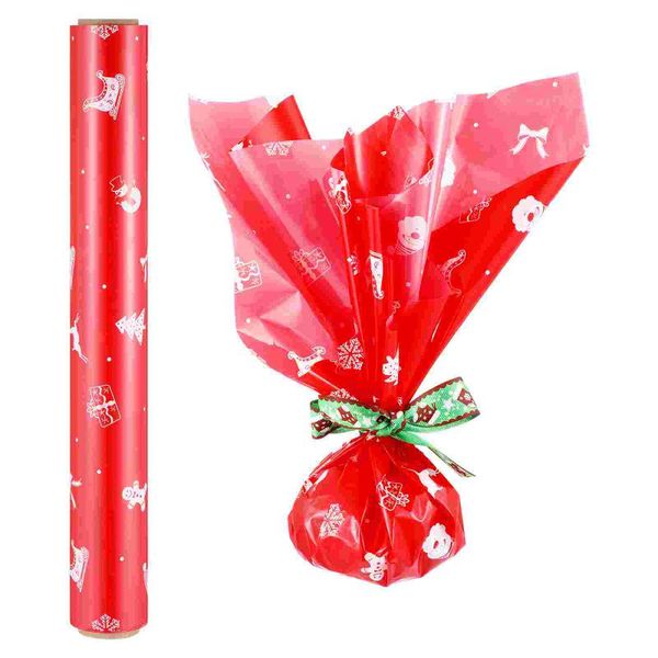 

other arts and crafts aboofan 2.5 mil christmas cellophane wrapping paper snowman xmas pattern wrap roll gift flower fruit basket