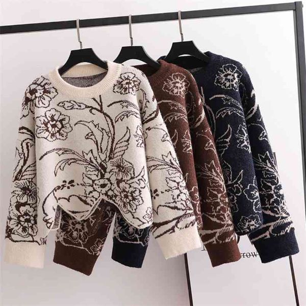 

winter women sweater pullovers irregular hem wave oversized jumpers korean loose knitted cropped pull femme hiver 210514, White;black