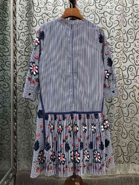 

dress summer fashion striped women floral embroidery ruffle patchwork half sleeve casual cotton dress lolita, Black;gray