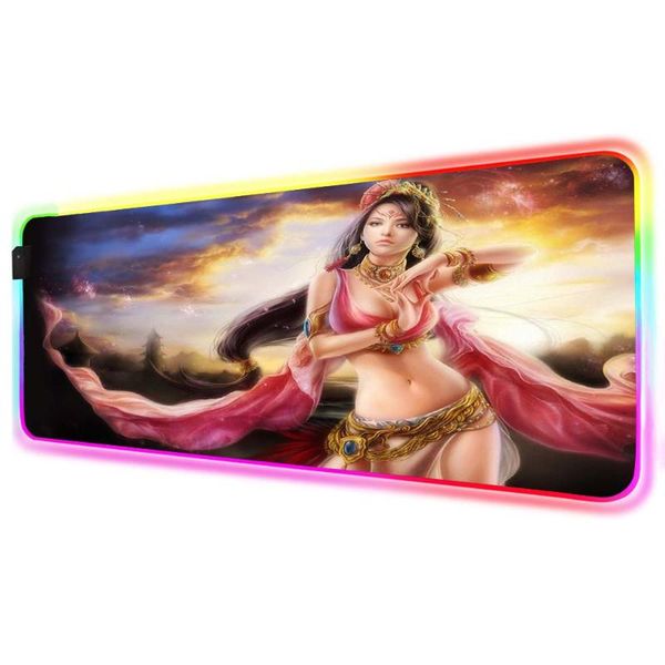 

mouse pads & wrist rests game girl rgb oversized gaming pad gamer led with usb computer non-slip natural rubber