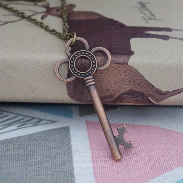 

pendant necklaces woman red bronze necklace key for women, Silver