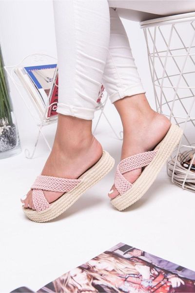 

slippers women powder cross straw looking 986700, Black