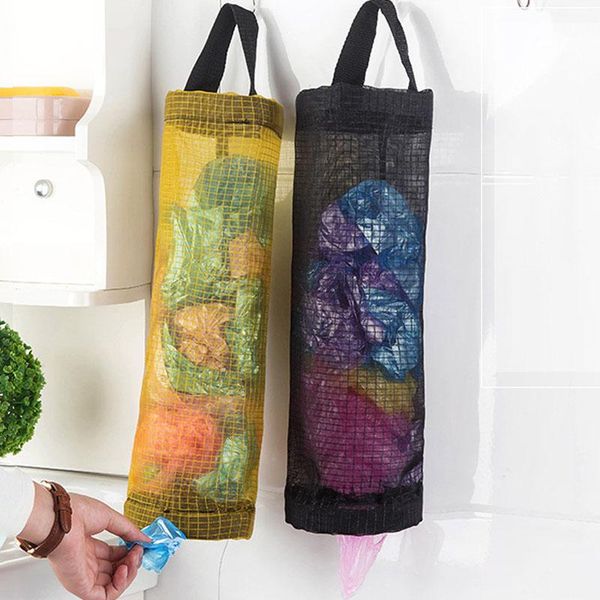 

storage bags wall-mounted sundries bag kitchen organizer garbage mesh removable container household items