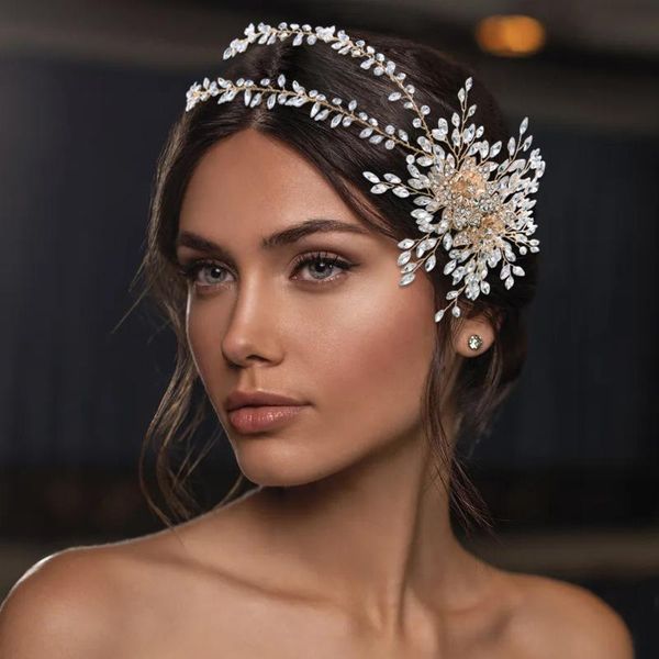 

headpieces trixy h284-g golden floral bridal hair jewelry rhinestone wedding accessories women crowns and tiaras pieces, Silver