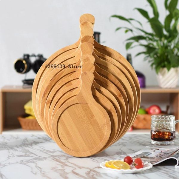 

kitchen storage & organization 1pcs/wooden 7-14 inch round pizza dish wooden tray western bread steak cake solid wood tea restaurant food