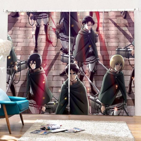 

curtain & drapes anime attack on titan 2 panels blackout cartoon window darkening thermal insulated bedroom decor home textiles