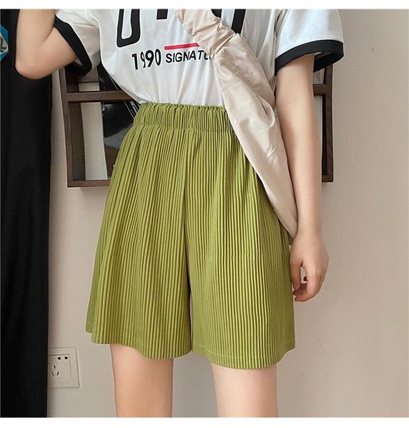 

women's shorts summer wide leg women large size casual solid short loose elastic waist female pants korean fashion, White;black