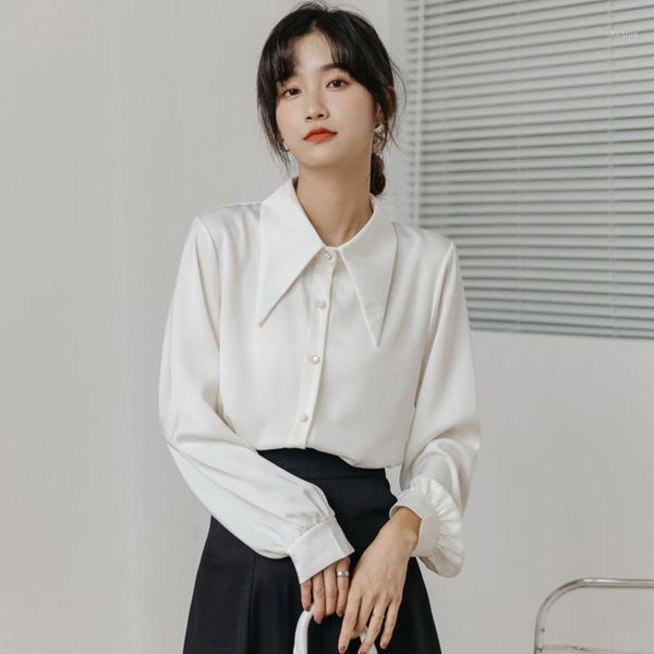 

women's blouses & shirts brief white shirt female loose chiffon blouse lady long-sleeved official ol