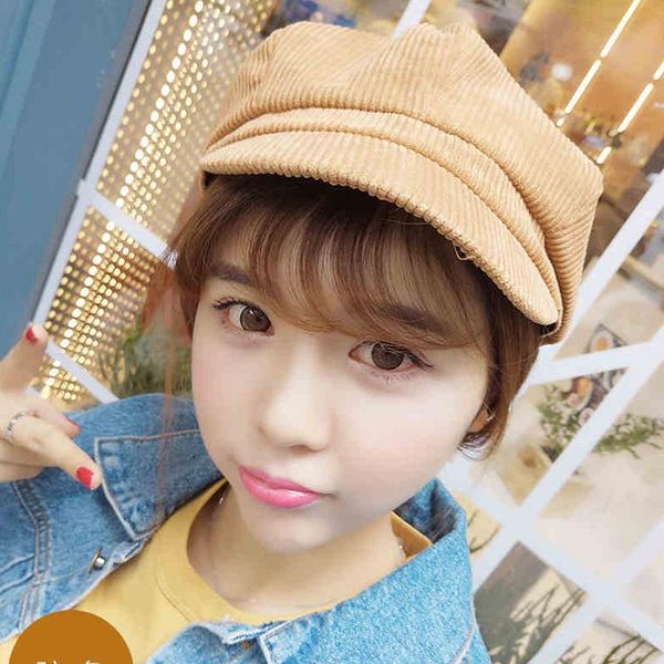 

selling women vintage corduroy cap leisure england style retro octagonal hat for ladies painter winter outdoor hats, Black;white