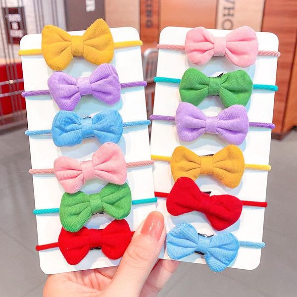 

2pcs/set cute colorful bow scrunchie for girls kids sweet ponytail rubber bands headband hair fashion accessories, Slivery;white