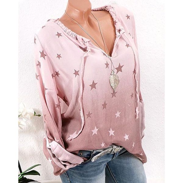 

women's blouses & shirts 2021 pentagram printing long sleeve casual shirt big size s-5xl blouse summer camisetas mujer wholesale blusa, White