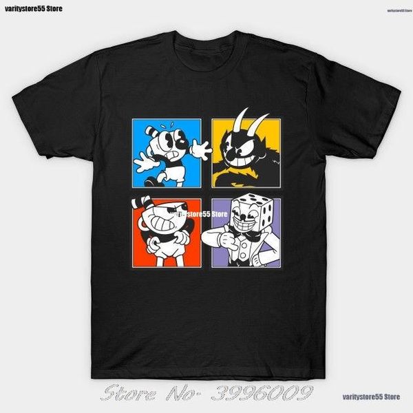 

men's t-shirts 2021 selling cuphead characters clothing tees custom t shirt summer short sleeve cotton tshirt streetwear, White;black