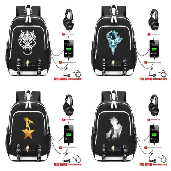 

backpack usb charge interface canvas shoulder school bags pocketbook travel lapgame final fantasy 8 style