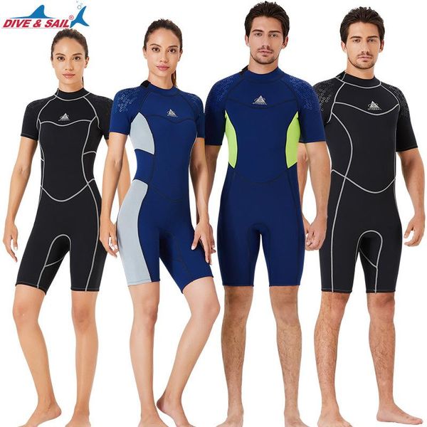

swim wear 3mm neoprene wetsuit men and women one-piece short-sleeved surfing suit snorkeling warm waterproof