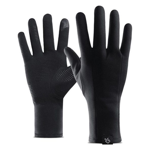 

men sports cycling glove waterproof winter warm gloves windproof outdoor thicken mittens touch screen, Black