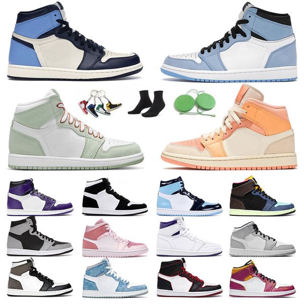 

basetball men jumpman 1 original arrival shoes mid university blue high og court purple bred patent light smoke grey trainers 1s sports