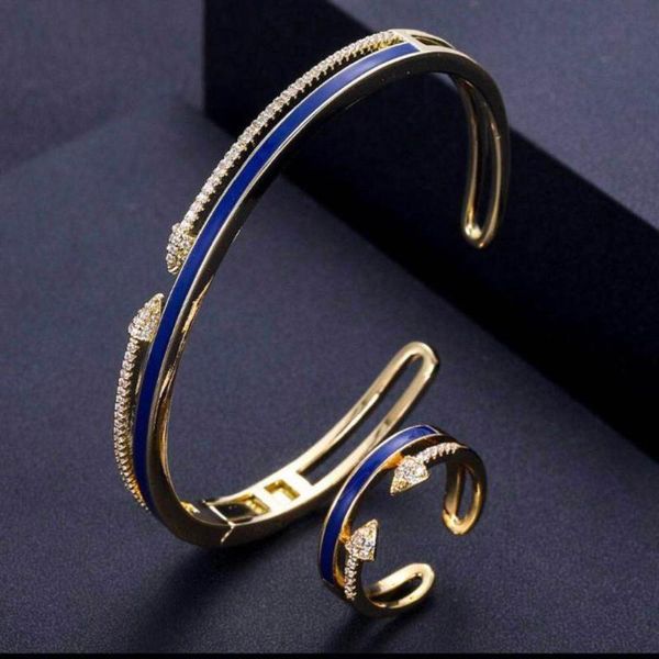 

earrings & necklace jankelly luxury unique african bangle ring set jewelry sets for women wedding cubic zircon crystal cz dubai bridal, Silver