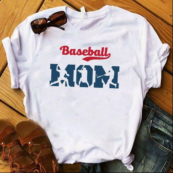 

mom printed short sleeve loose womens t shirts tee clothes graphic, White