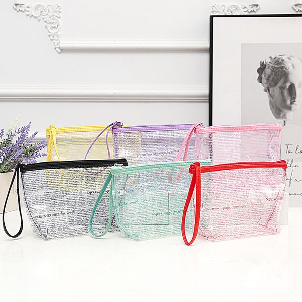 

cosmetic bag spaper words pvc waterproof portable washing women's cosmetics storage